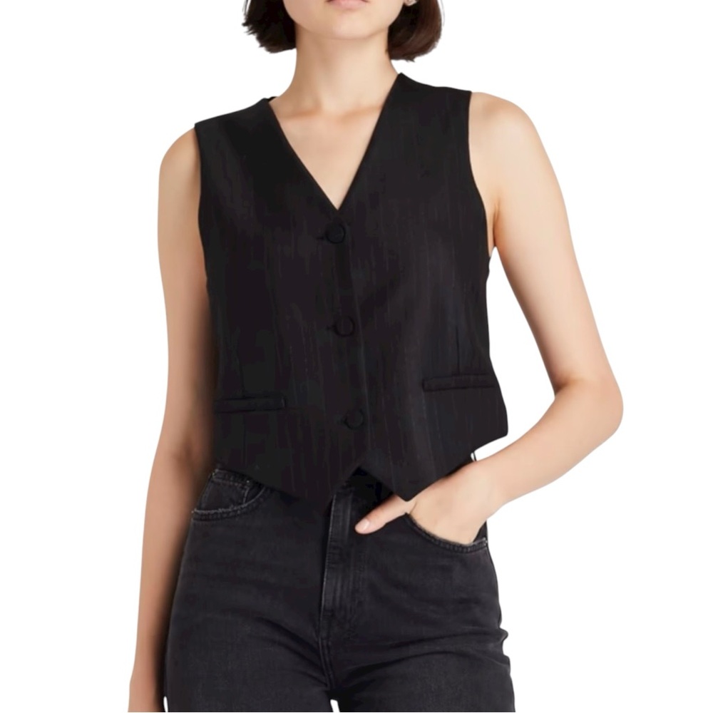 Sandro Pinstriped Twill and Satin Vest 40